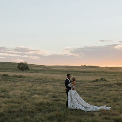 Wedding Couple in Field 
